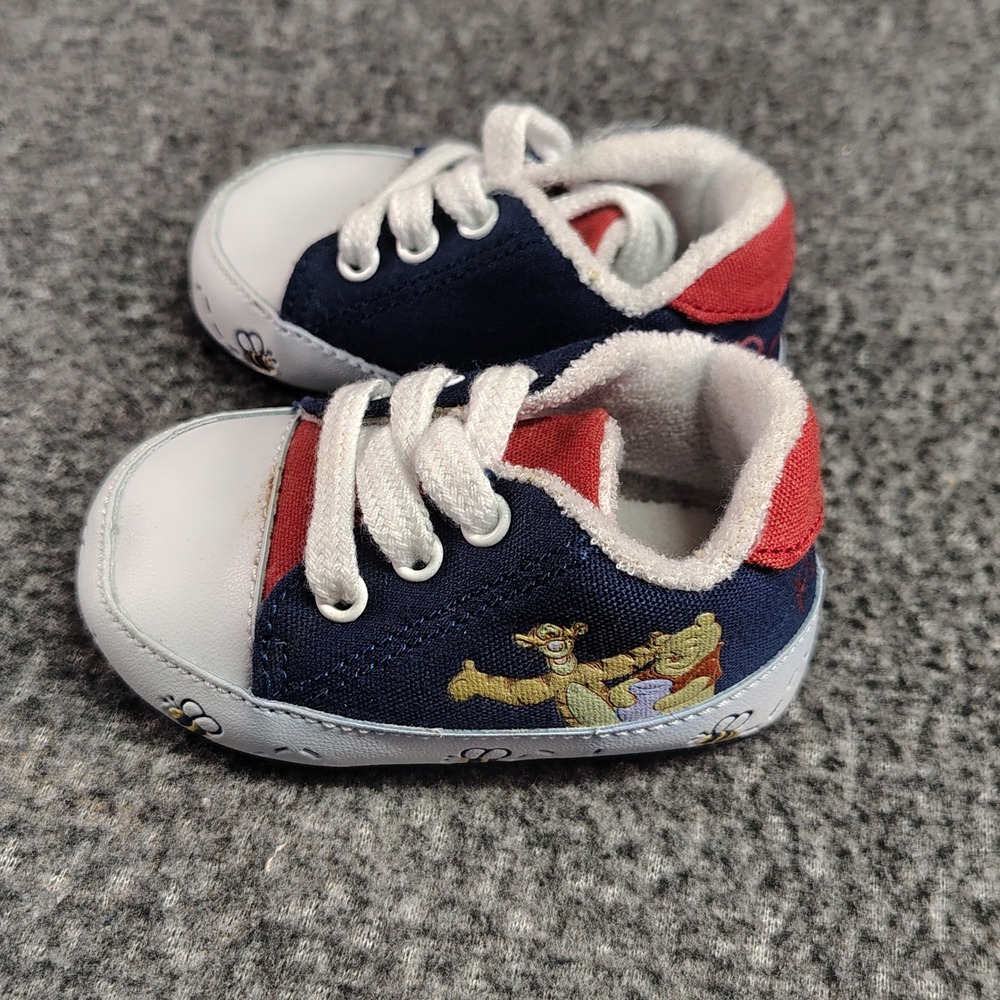Disney Winnie the Pooh Sneakers Baby Size 1 Navy Red (Crib Shoes Tigger)